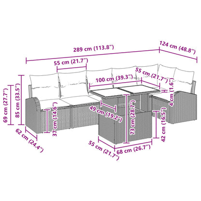 7-Delige Tuin Sofa Set Met Kussens Beige Poly Rattan