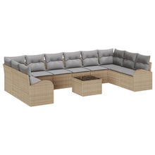 11-Delige Tuinsalonset Met Kussens Zwart Poly Rattan