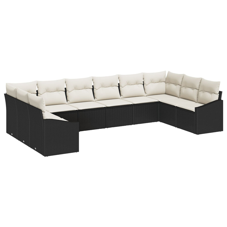 Tuin Sofa Set Set Van 10 Beige Kussens En Zwart Frame