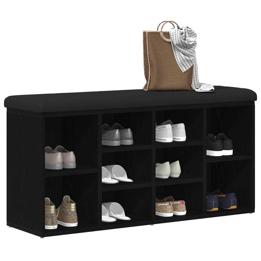 Opbergbank 100X30X48 Cm Engineered Wood 102 x 32 x 48 cm Zwart eiken