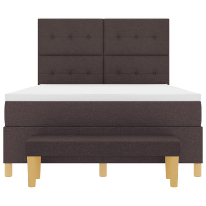 Boxspringbed Met Matras & Bank Stof Donkerbruin 140 x 190 cm Button tufted