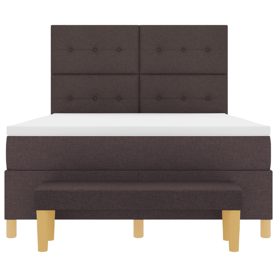 Boxspringbed Met Matras & Bank Stof Donkerbruin 140 x 190 cm Button tufted