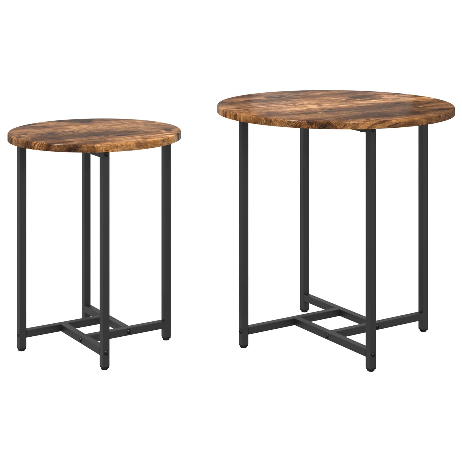 Bijzettafel Set Van 2 Saemelproduct En Metaal Gerookt eiken