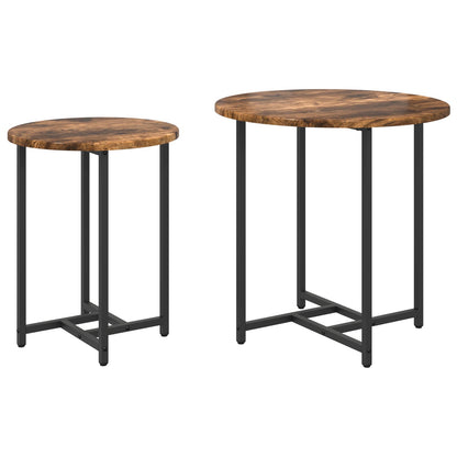 Bijzettafel Set Van 2 Saemelproduct En Metaal Gerookt eiken