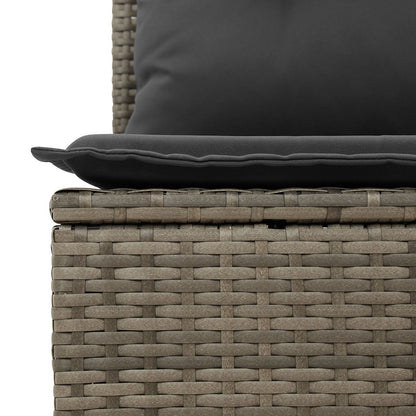 7-Delige Tuinset Met Kussens Grijs Poly Rattan