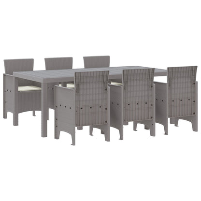 7-Delige Tuin Eettafel Set Met Kussens Lichtgrijze Poly Rattan
