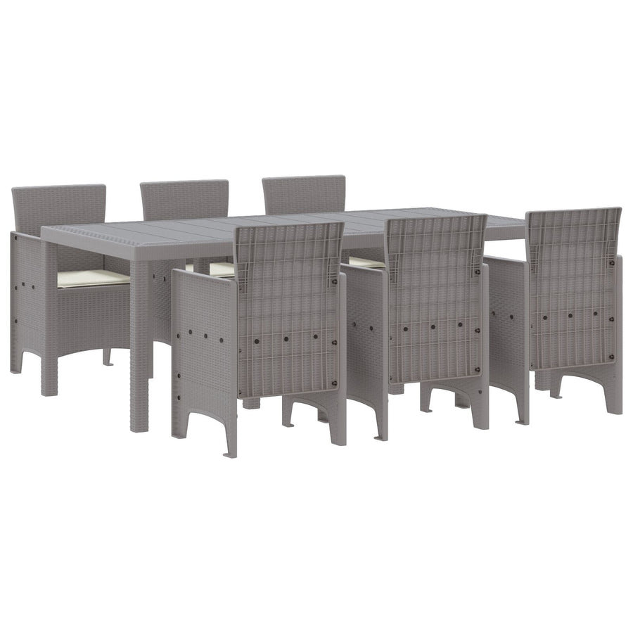 7-Delige Tuin Eettafel Set Met Kussens Lichtgrijze Poly Rattan