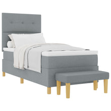 Boxspringbed Met Matras & Bank Stof Lichtgrijs 80 x 200 cm Knopen tufted