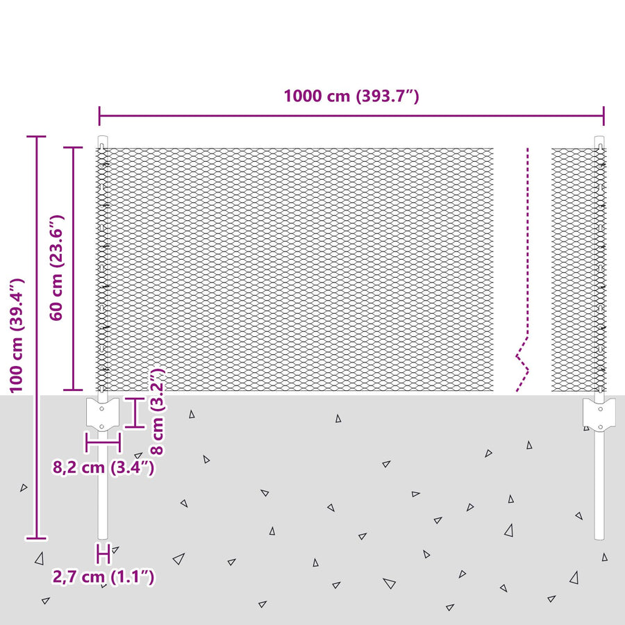 Hekpalen 5 Stuks U-Kanaal 60 Cm Gegalvaniseerd Staal,  Hexagonaal Hek 0.6X10 M Gegalvaniseerd Staal