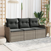 Tuin loungeset poly rattan 3-delig grijs