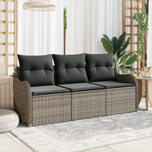 3-Delig Tuin Sofa Set Met Kussens Grijs Poly Rattan