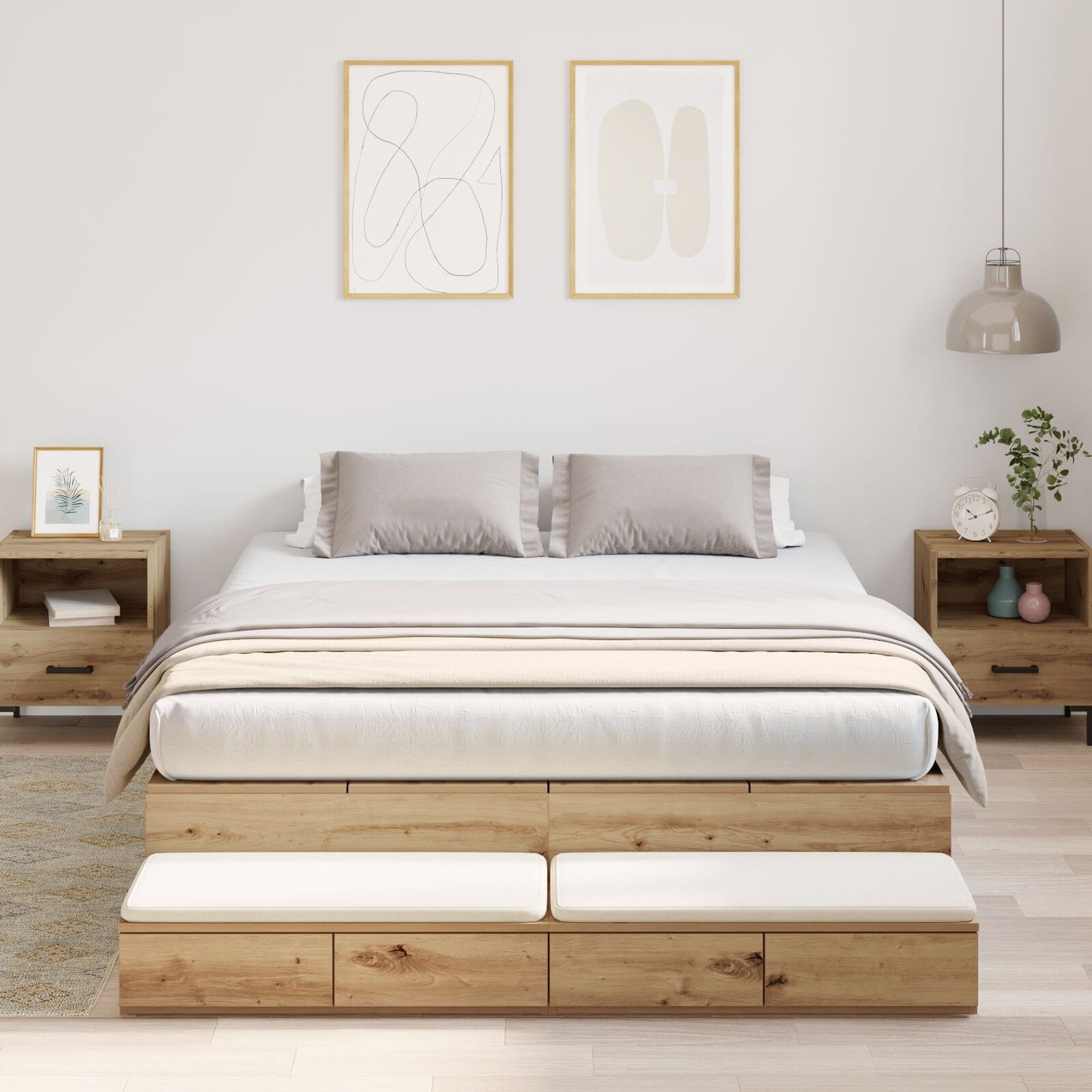 Opbergbedframe Artisan Eiken Bewerkt Hout 236,5 X 150 X 31,5 Cm Artisanaal Eiken