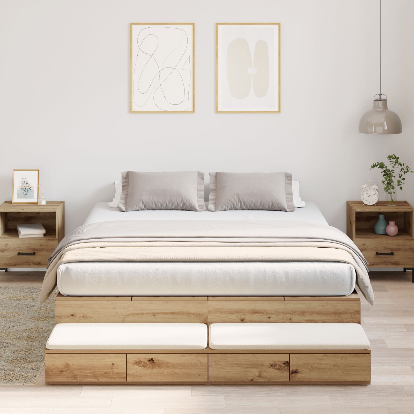 Opbergbedframe Artisan Eiken Bewerkt Hout 236,5 X 150 X 31,5 Cm Artisanaal Eiken