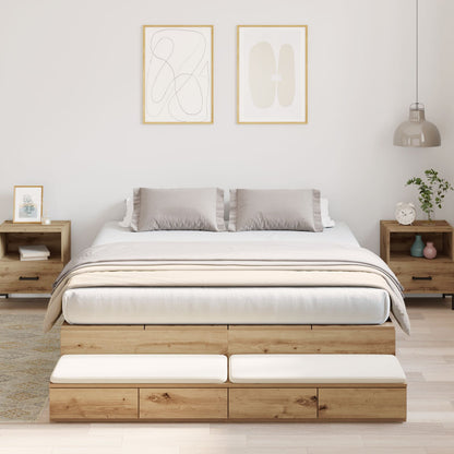 Opbergbedframe Artisan Eiken Bewerkt Hout 236,5 X 150 X 31,5 Cm Artisanaal Eiken