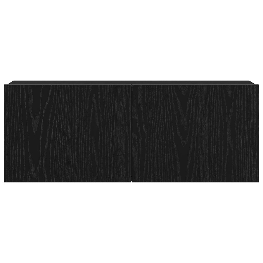 Tv Wandkasten (Set Van 2) - Zwart Eiken, 80X30X30 Cm, Gemaakt Van Bewerkt Hout