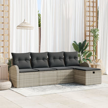 5-Delige Tuin Sofa Set Met Kussens Licht Grijs Poly Rattan