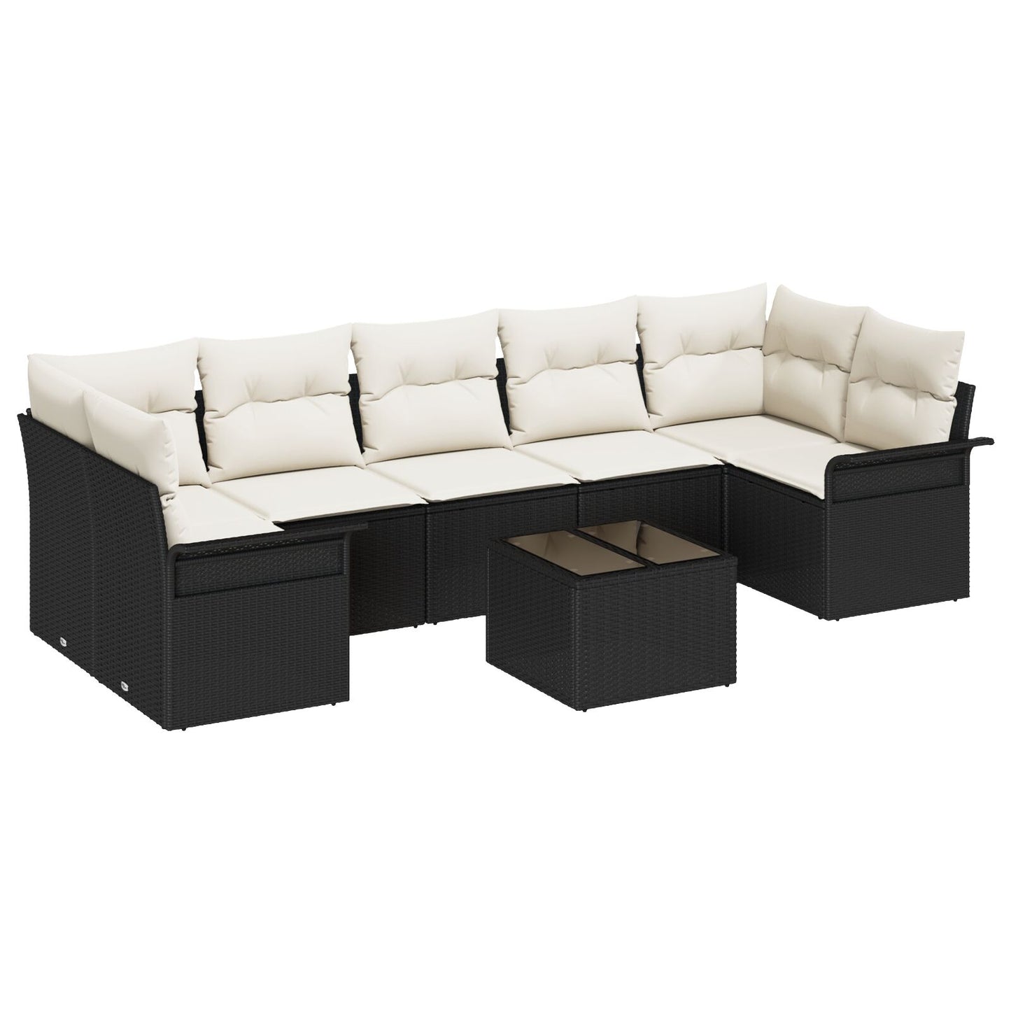 8-Delige Tuin Sofa Set Met Kussens Zwart Poly Rattan
