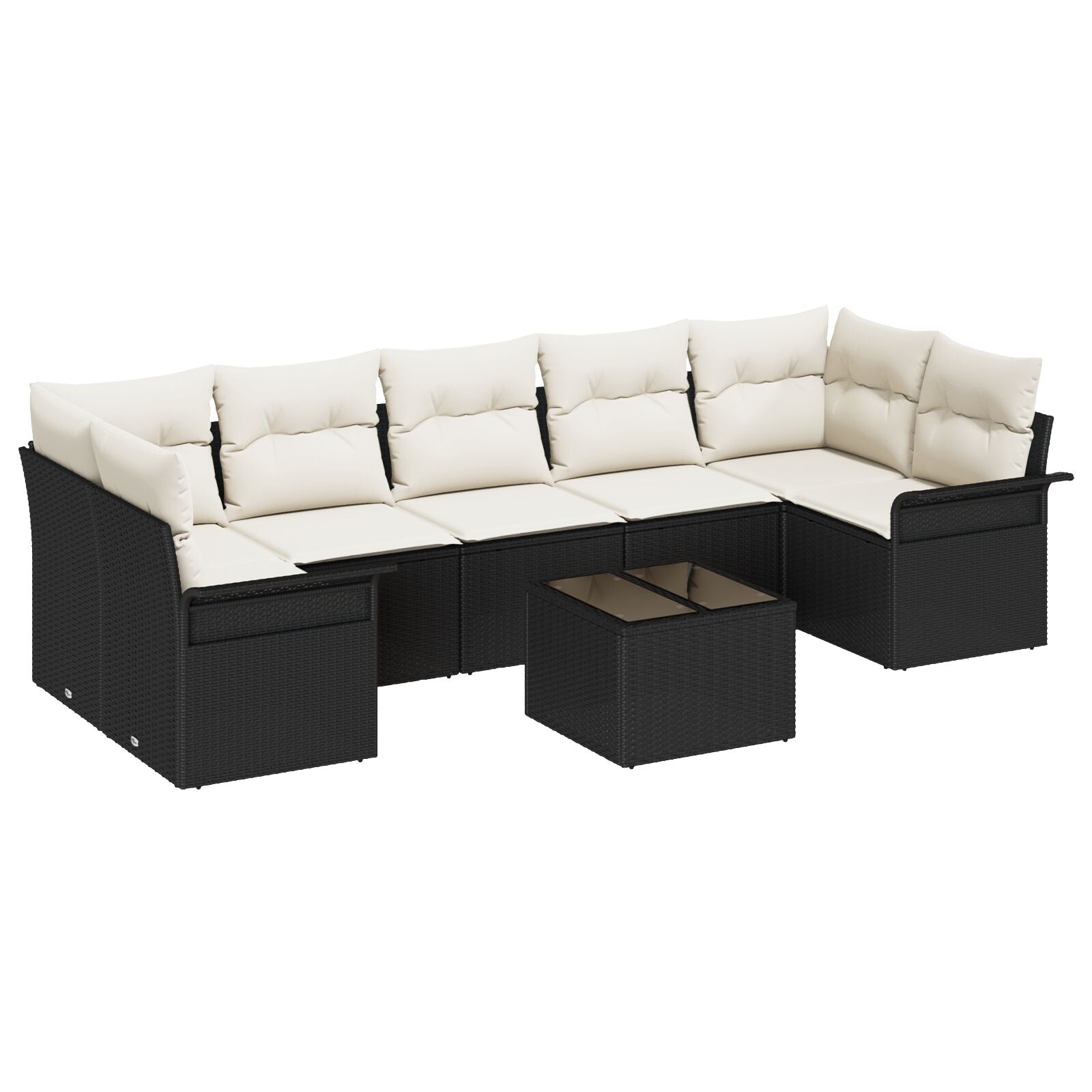 8-Delige Tuin Sofa Set Met Kussens Zwart Poly Rattan