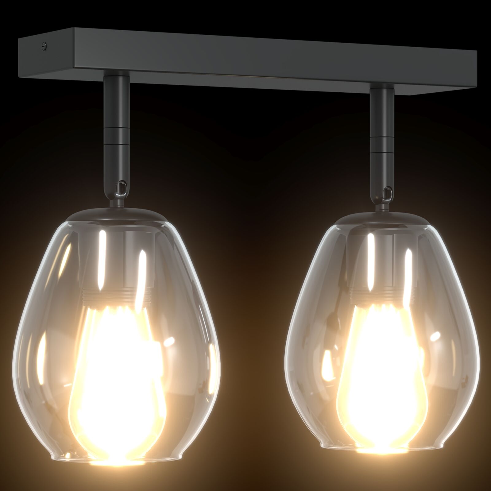Plafondlamp Met Verstelbare Glazen Kap 2