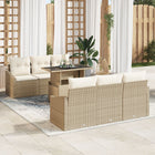 Loungeset 7-delig polyrattan beige 6 personen