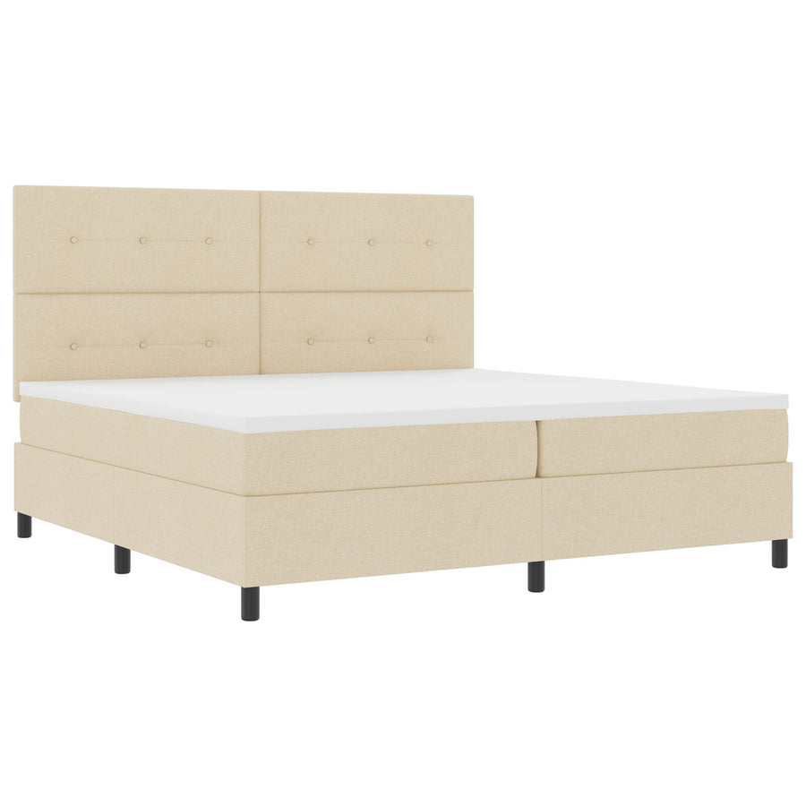 Boxspring Bed Met Matras Stof Crème 200 x 200 cm Knopen gestoffeerd
