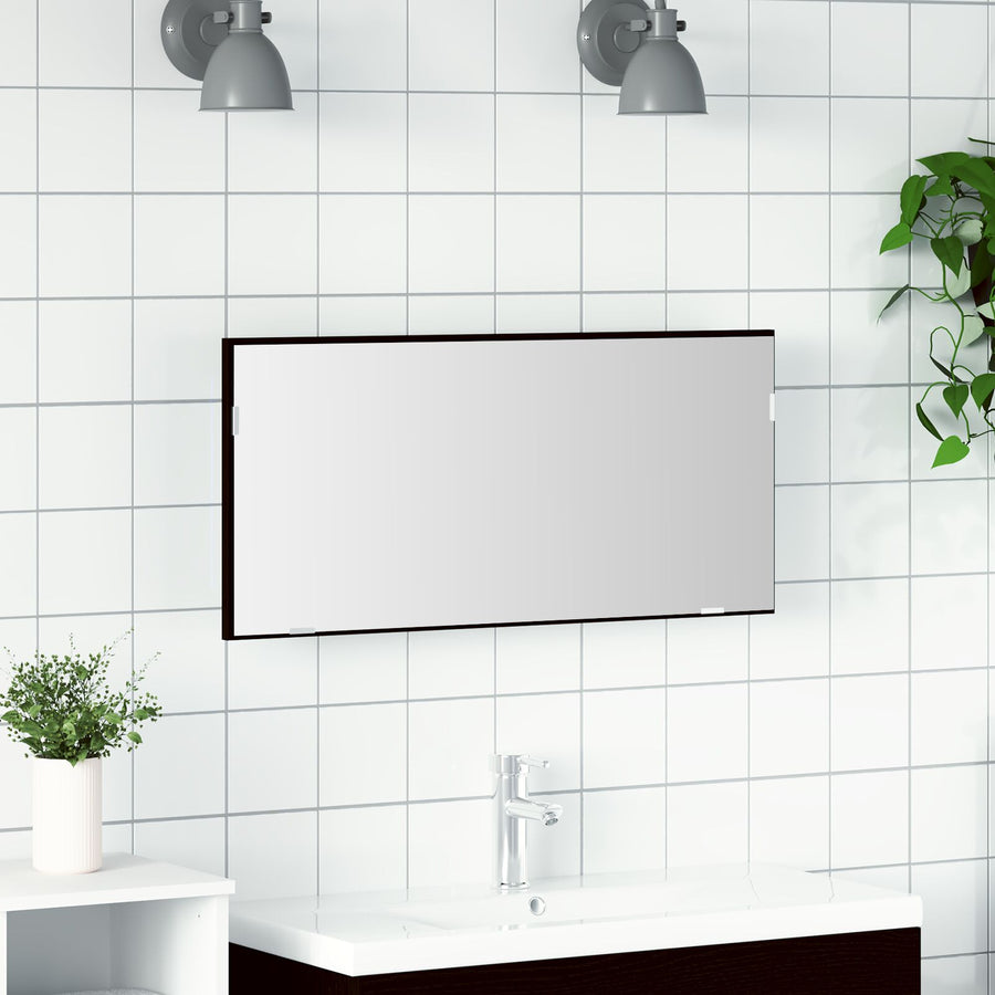 Badkamer Spiegelkast Met Led Licht Zwart Eik 80X37 Cm