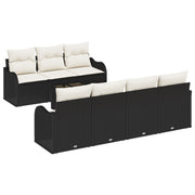 Tuin loungeset 6 personen polyrattan zwart