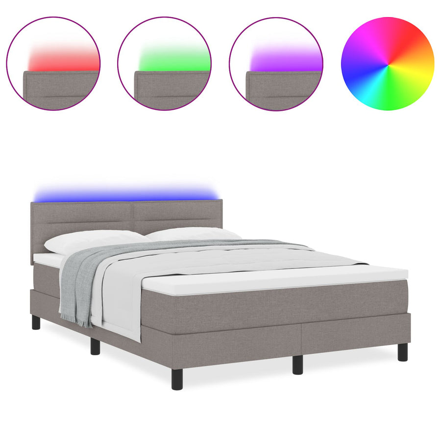 Bedframe Met Matras Lichtgrijs Stof 140 X 200 Cm Bedmatras Blauw