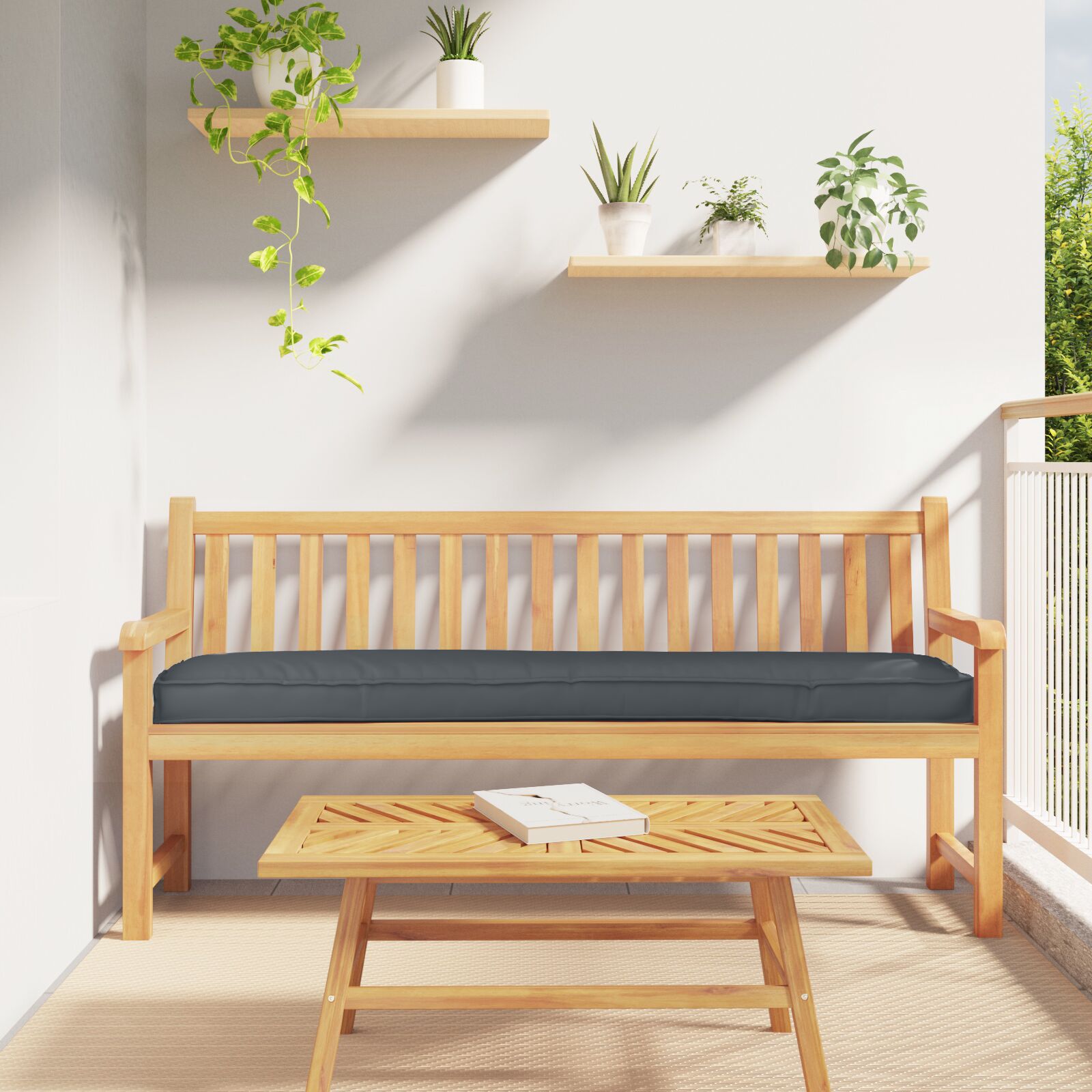 Pallet Kussens Voor De Bank 2 Stuks 180X40X8 Cm Polyester Grijs