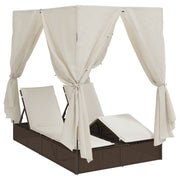 Ligbed 205x129x200 cm poly rattan warmwit