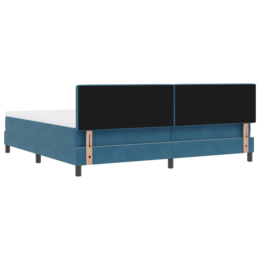 Boxspring Bed Met Matras Donkerblauw 200X200 Cm Fluweel Blauw