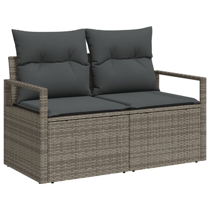 10-Delige Tuin Sofa Set Met Kussens Grijs Poly Rattan Acacia, 2-Zits Tuin Sofa Met Opslag & Kussens Grijs Poly Rattan, 4-Delige Tuin Eettafel Set Met Kussens Grijs Poly Rattan Acacia Wit