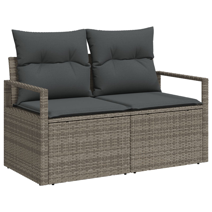 10-Delige Tuin Sofa Set Met Kussens Grijs Poly Rattan Acacia, 2-Zits Tuin Sofa Met Opslag & Kussens Grijs Poly Rattan, 4-Delige Tuin Eettafel Set Met Kussens Grijs Poly Rattan Acacia Wit