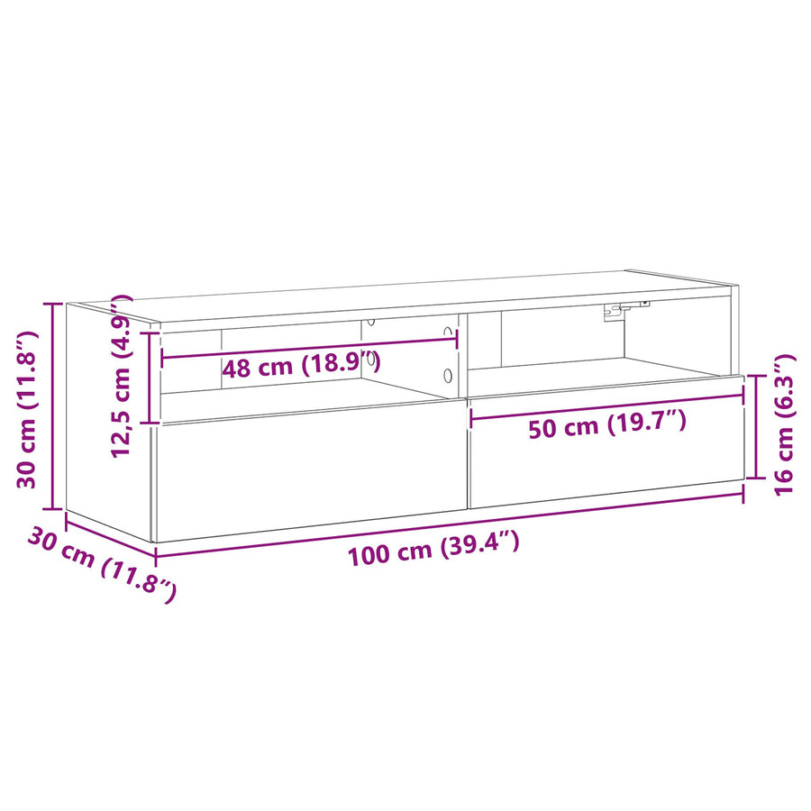 Tv Wandkasten 2 Stuks Gelaagd Hout Oud hout