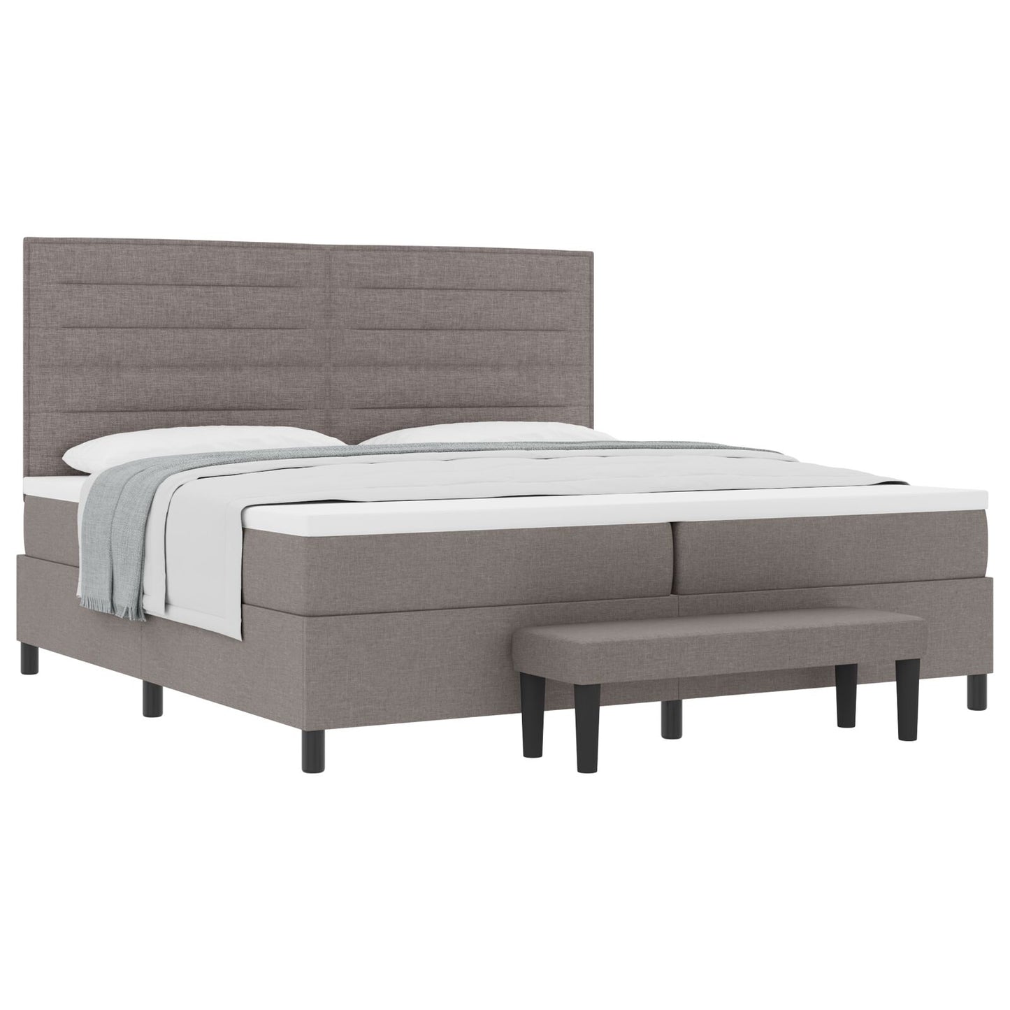 Boxspring Bed Met Matras & Bank Stof Taupe 200 x 200 cm Lijnen ontwerp