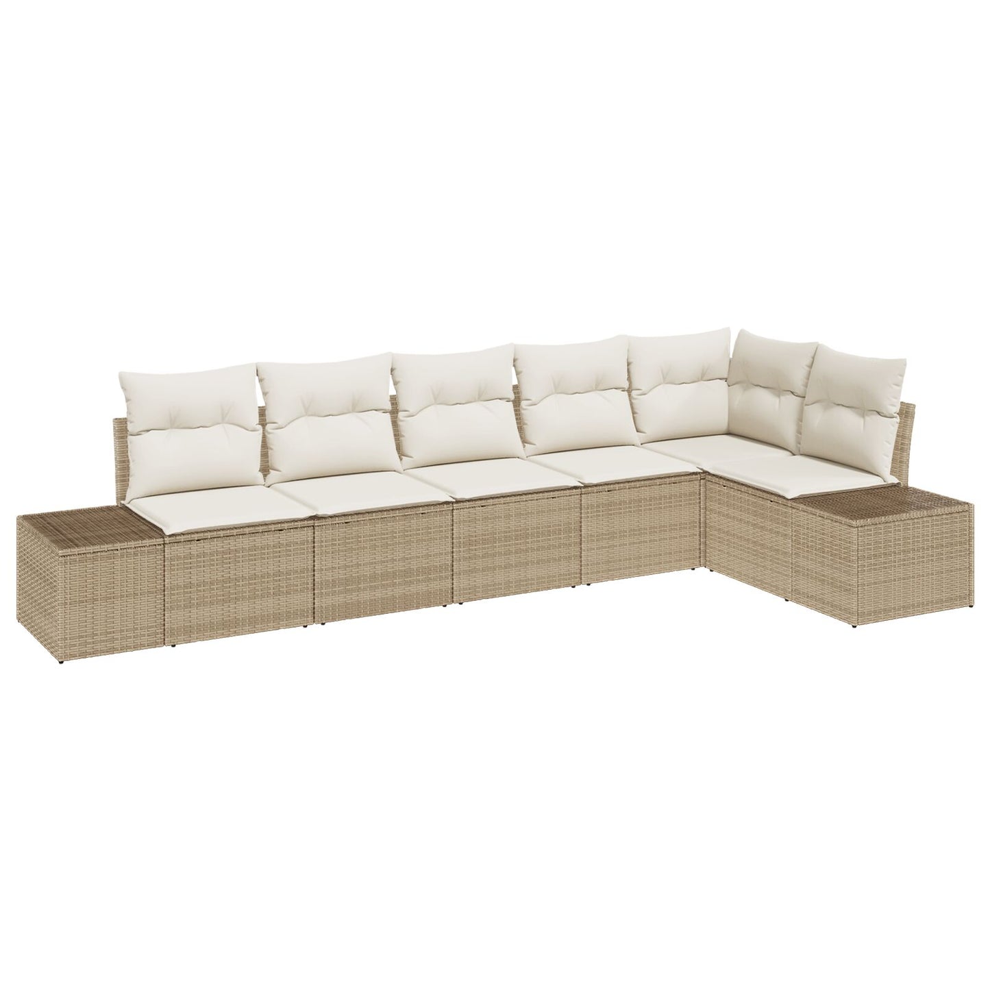 6-Delig Tuinbankstel Met Kussens Poly Rattan Beige en wit zonder tafel