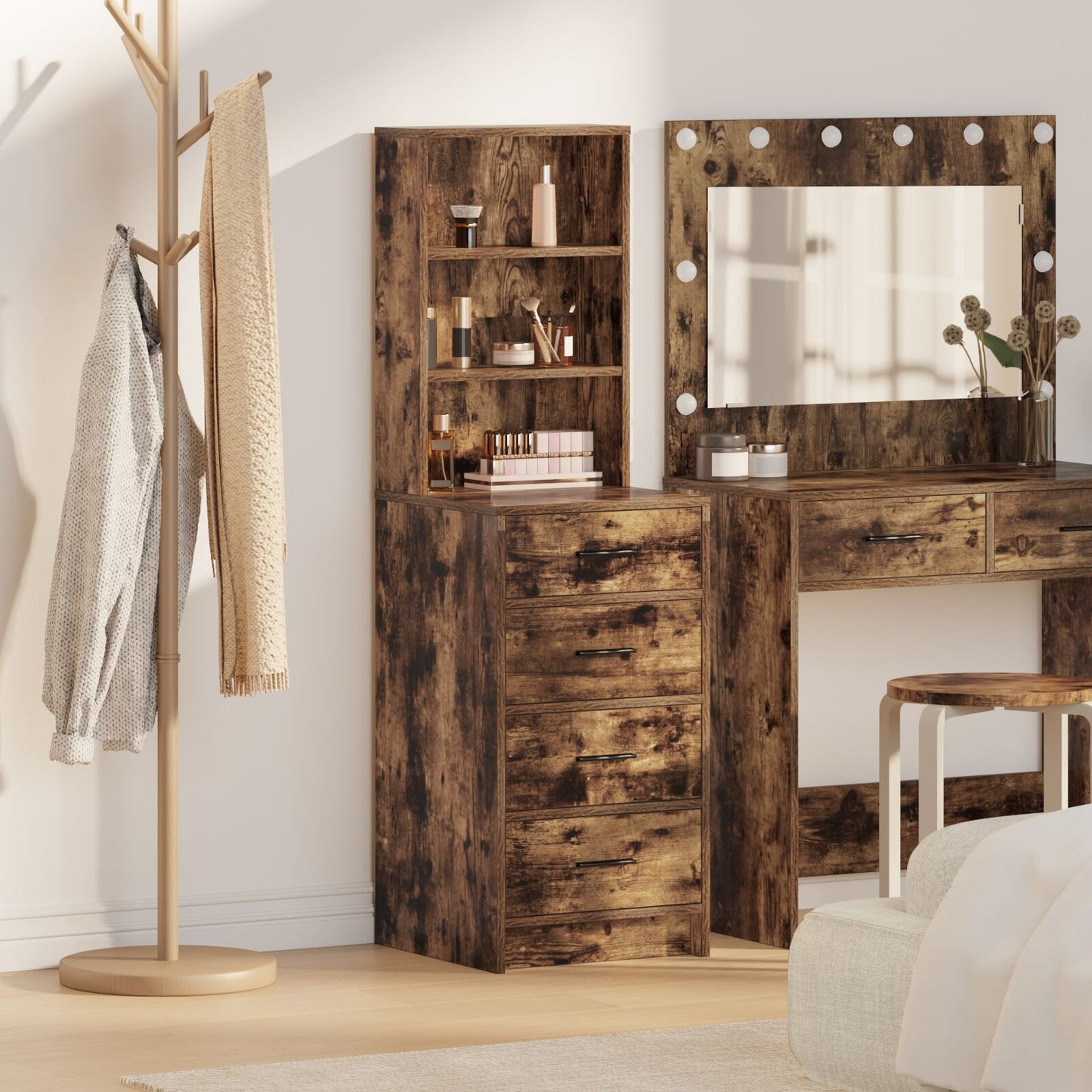 Highboard 40X41X135 Cm Geëngineerd Hout Gerookt eiken