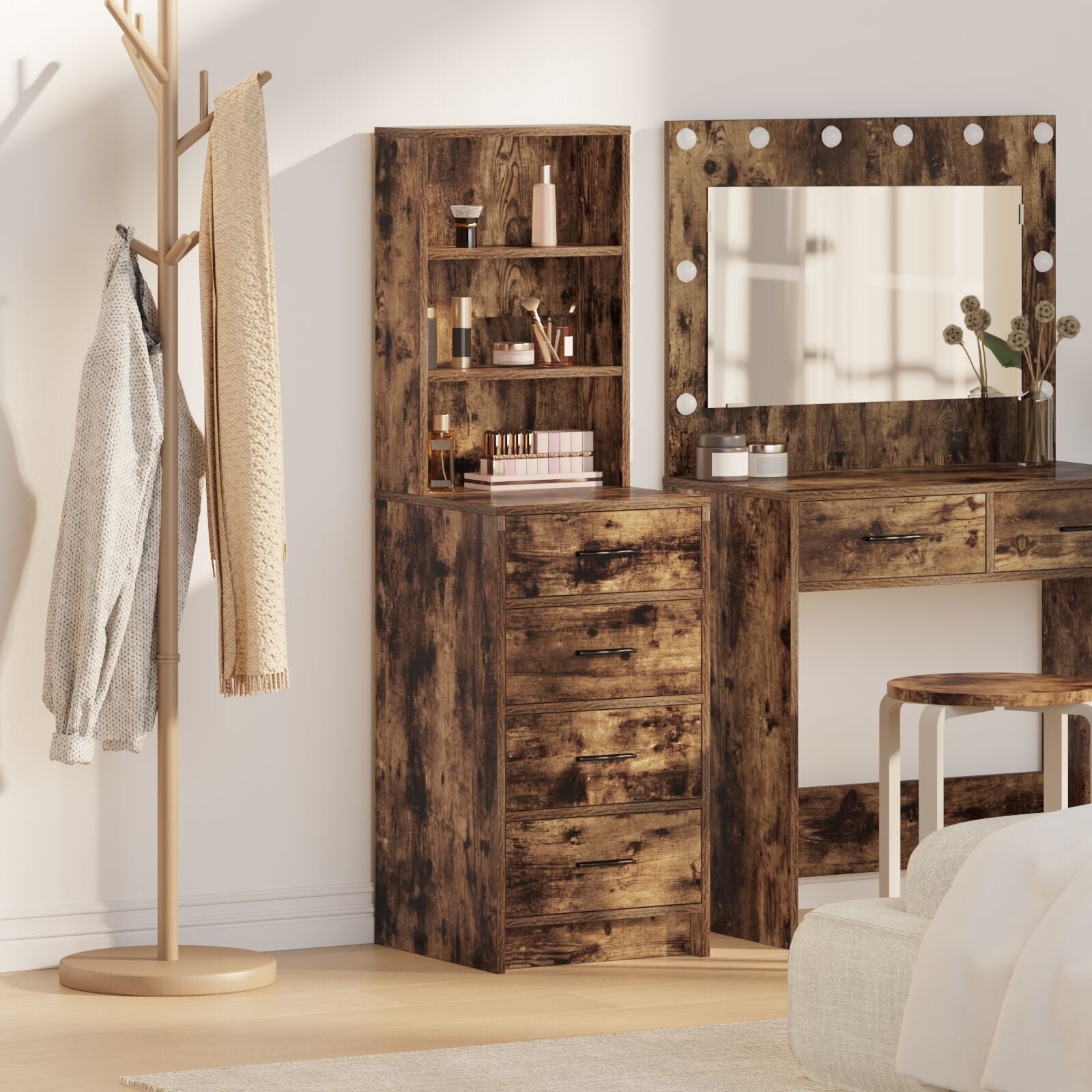 Highboard 40X41X135 Cm Geëngineerd Hout Gerookt eiken