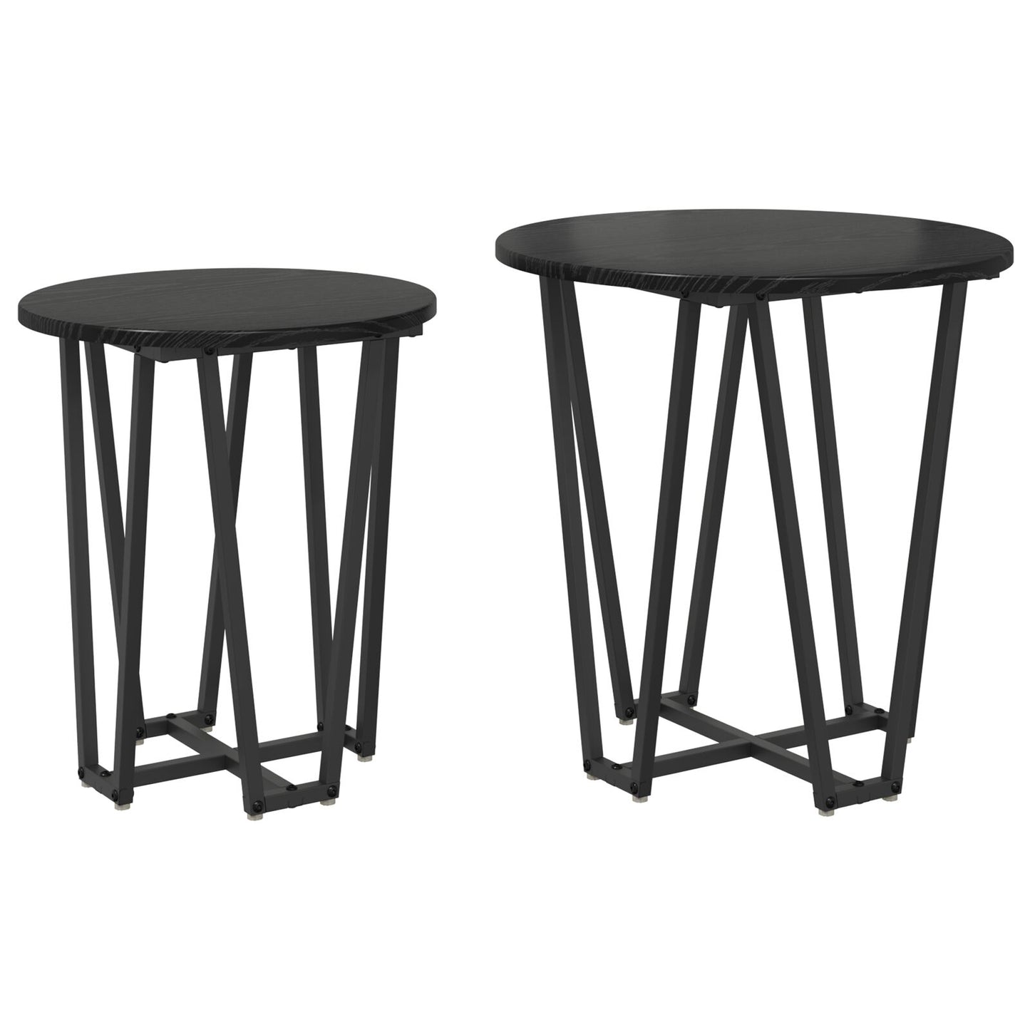 Bijzettafel Set Van 2 - Mdf En Metaal Zwart eiken