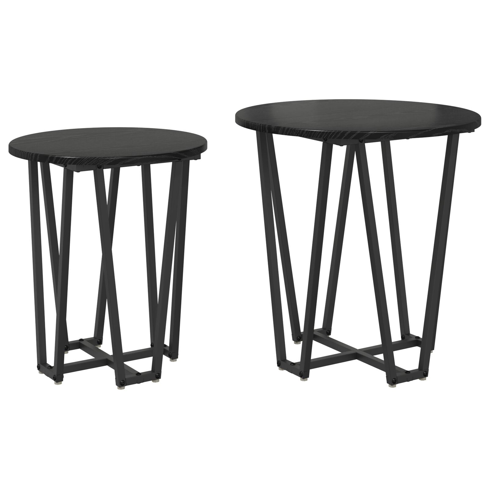 Bijzettafel Set Van 2 - Mdf En Metaal Zwart eiken