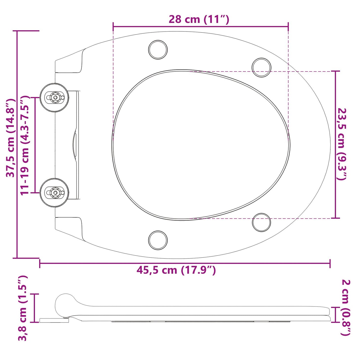 Quick Release Toiletseat Met Soft Close Duroplast Zwart