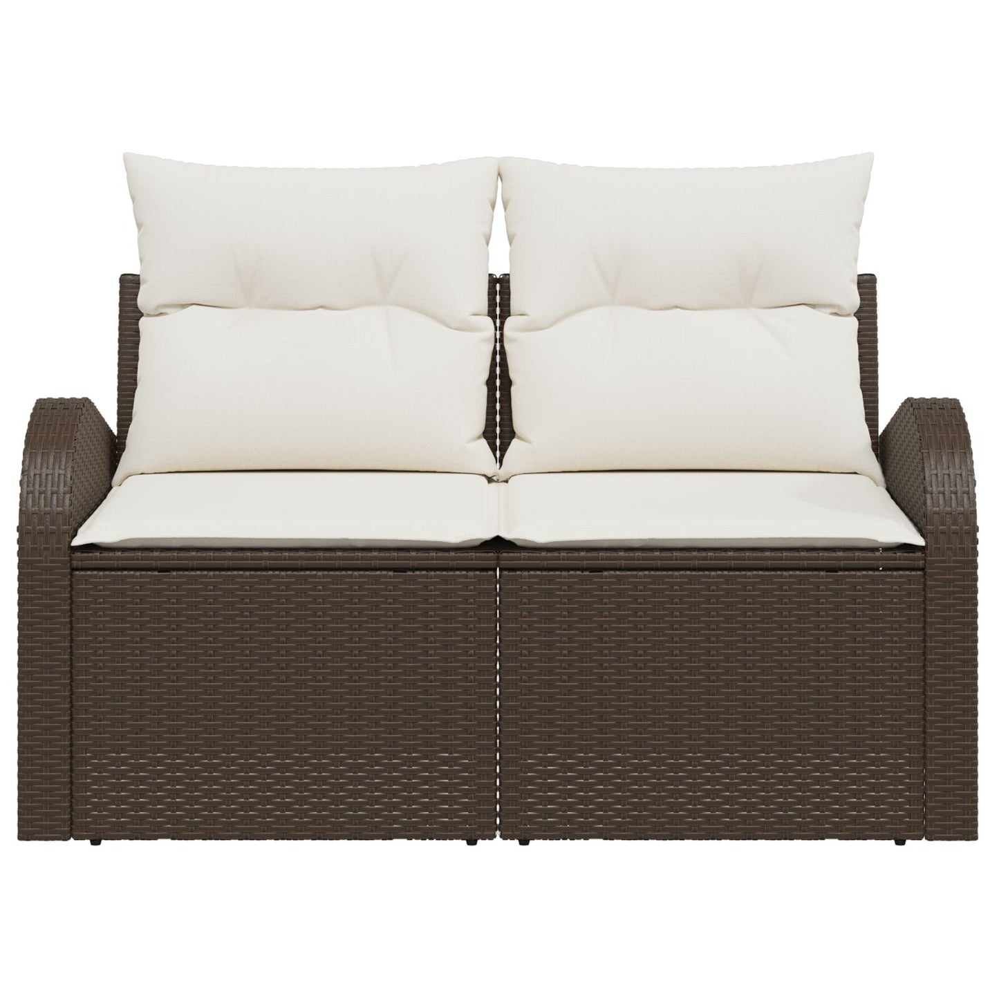 2-Zits Tuin Sofa Met Kussens Poly Rattan Bruin en crème geen opslag
