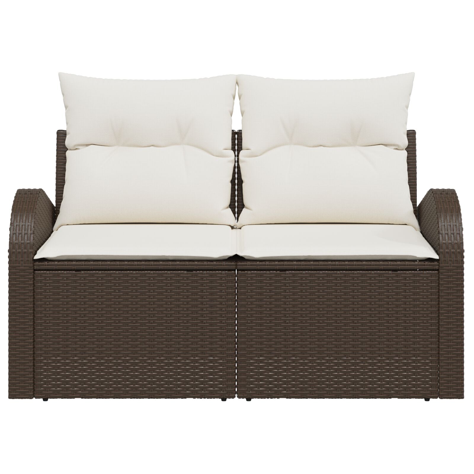 2-Zits Tuin Sofa Met Kussens Poly Rattan Bruin en crème geen opslag
