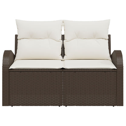 2-Zits Tuin Sofa Met Kussens Poly Rattan Bruin en crème geen opslag