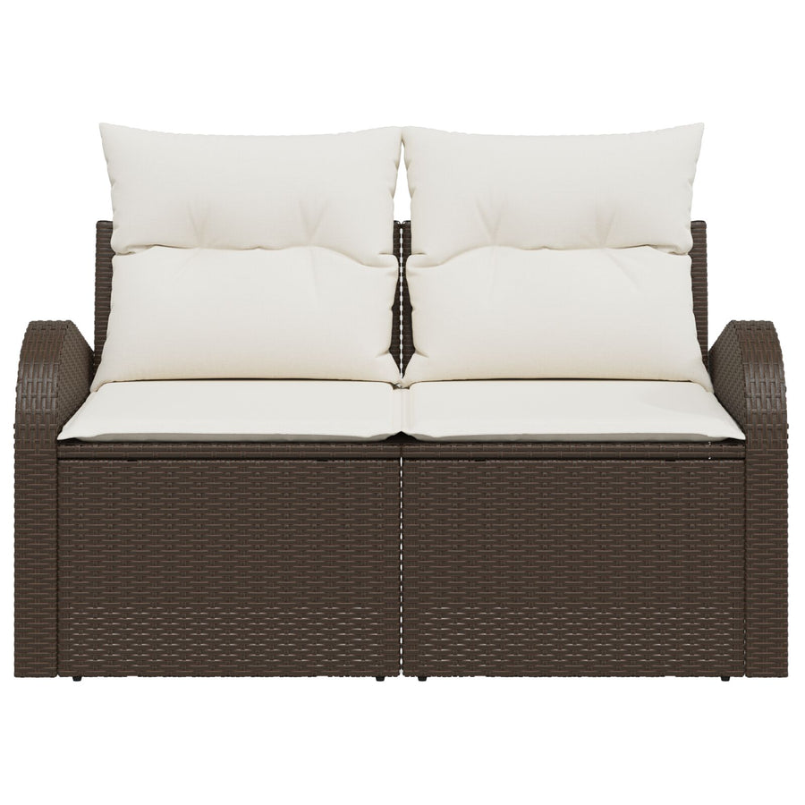 2-Zits Tuin Sofa Met Kussens Poly Rattan Bruin en crème geen opslag