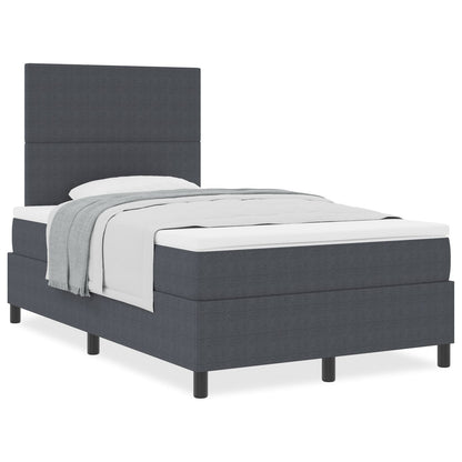 Boxspring Bed Met Matras Donkergrijs Klein Tweepersoons Corduroy Stof