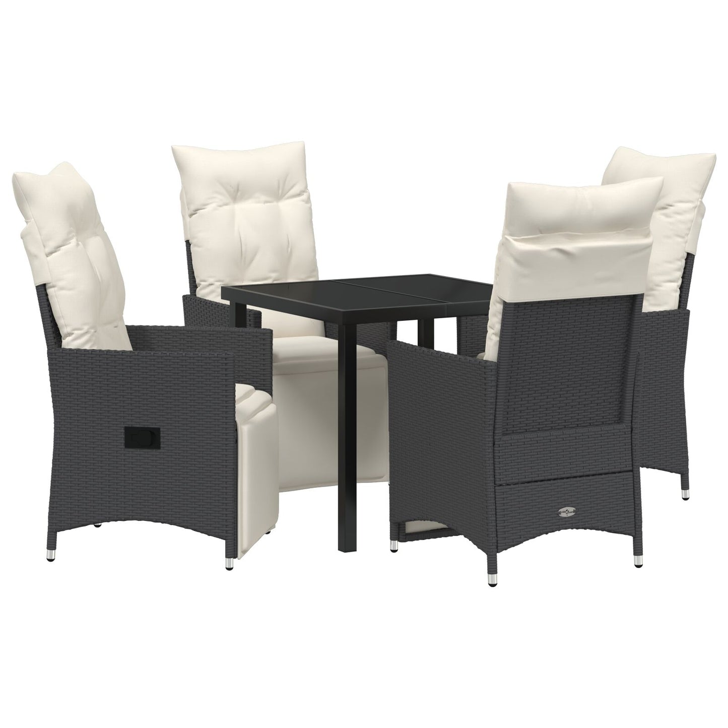 Set Van 3 Zwart, Crème Wit Pe Rattan, Gepoedercoat Staal