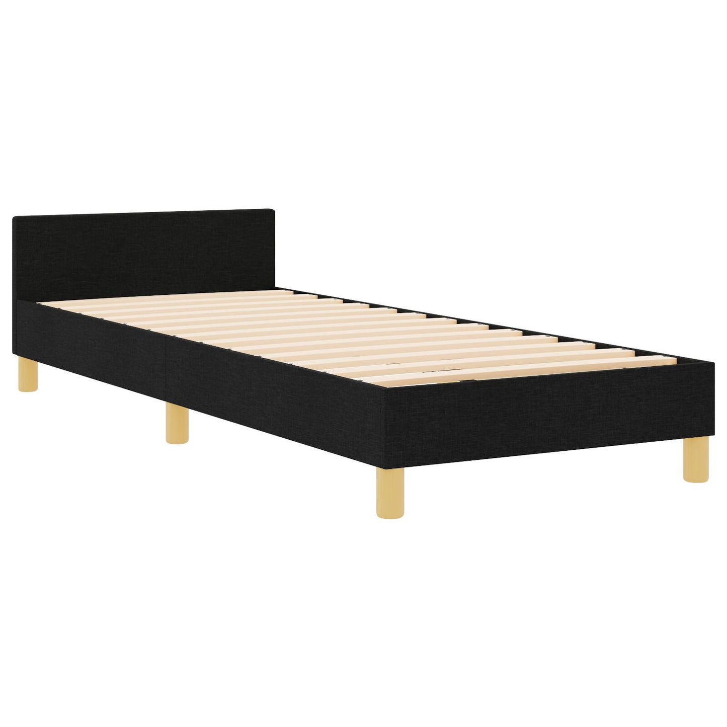 Bedframe Zwart 100X200 Cm Stof Crème