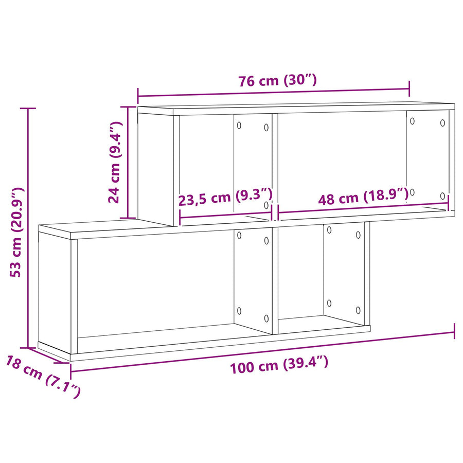 Zwarte Eiken Wandkast 76X15X53 Cm Gemaakt Van Bewerkt Hout