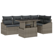 6-Delig Tuinbankstel Met Kussens Grijs Poly Rattan
